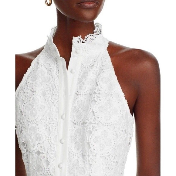 Aqua Women's Lace Mini Shirt Dress White Size S NWT - Picture 4 of 12